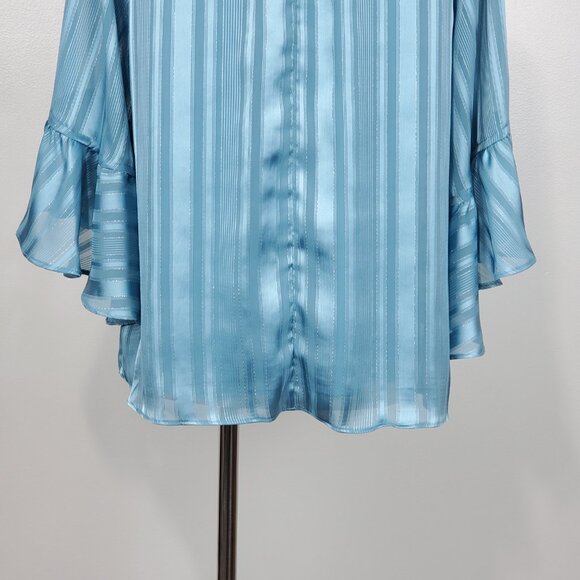 LC Lauren Conrad Feminine Pullover Bell Sleeve Turquoise Top Blouse Size XS - Picture 10 of 14